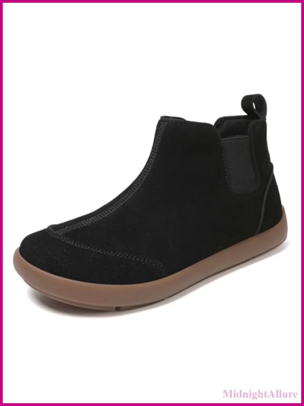 Genuine Suede Leather Chelsea Ankle Boots Slip On Comfortable Winter Warm